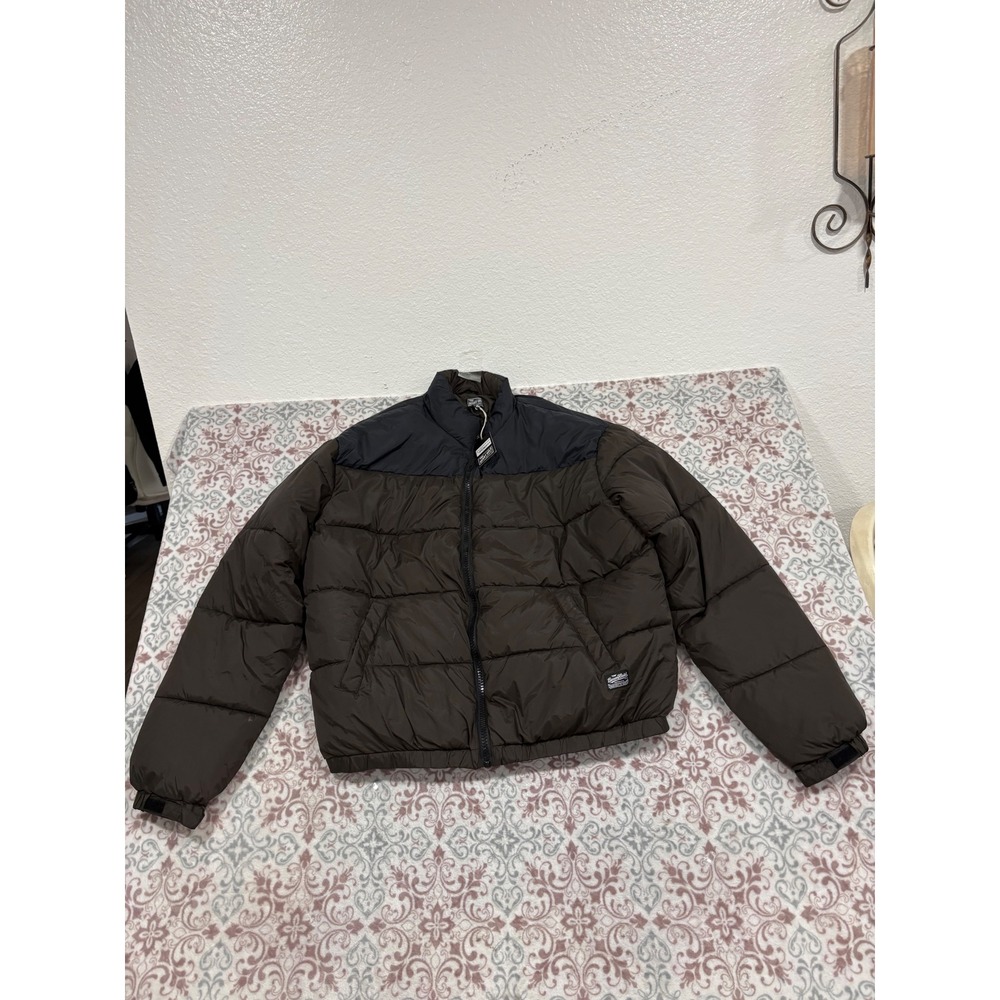 Benny Gold Padded Zip Jacket XL Chocolate Brown Black Puffer Streetwear NWT